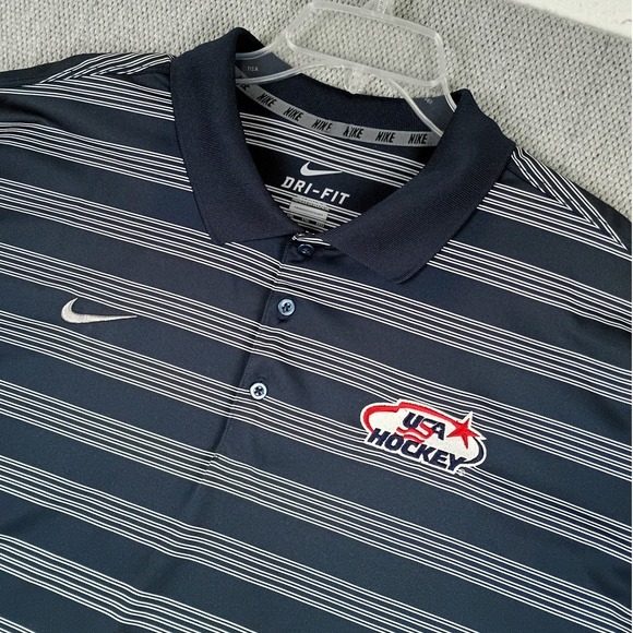 Nike Other - Nike USA Hockey Polo Mens XXL Blue Striped Dri-FIT Game Time M-51299 Excellent
